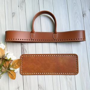 TEMU 대형 40cm/15.7인치 DIY 가죽 짚 짜기 백 자체 제작 소재 - 수제 가죽 뜨개질 핸드백 액세서리 세트, 5mm 구멍 포함, 여성용 핸드메이드 가방 바디 액세서리, 손뜨개 및 패브릭 스플라이싱 공예용 핸들, 지갑 만들기 DIY