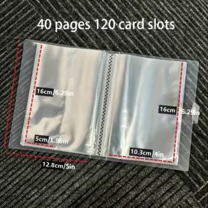40페이지 120 카드 슬롯 사진 앨범, 6인치 사진 앨범 카드 앨범 (스타 사진 앨범용), 스냅 버튼 포함, 팬북 카드 보관 앨범, 투명 디자인, 사진 및 음성 사진에 적합