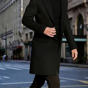 TEMU 남성용 선물: 남성용 미디엄 기장 용봉 트렌치 코트, 클래식 패션 남성용 아우터웨어, 데일리 캐주얼웨어용, 남성 의상, 남성용 발렌타인데이 선물