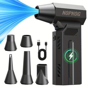 TEMU 140000RPM 신차용 겨울 액세서리 터보 블로워, 4단 속도 조절 리튬 배터리 헤어 드라이어, Type-C 충전식 휴대용 전동 공기 먼지 수집기, 자동차 제설/청소/야외용 강력한 제트 팬