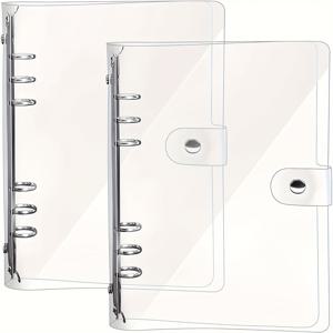 TEMU 1/2/6개 투명 A5 바인더 PVC 예산 바인더 투명 노트북 커버 스냅 잠금장치, 6링 바인더 커버, 여행자 플래너 다이어리 선물 아이디어 A5, 투명