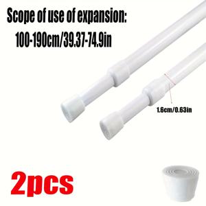 TEMU 2개입 (지름 1.6, 2.2Cm/0.62, 0.86In), 다기능 드릴 불필요 다용도 접이식 샤워 로드, 내장 스프링, 강력한 하중 지지력, 전기 불필요, 문 커튼 로드, 커튼 로드, 빨래 건조대, 가정 장식 용품