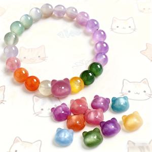 TEMU 1개, 10MM, 아기 고양이 빛에 민감한 컬러풀 색상 변경 레진 팔찌, 패셔너블, 트렌디, 간편, 넉넉한, 아름답고 귀여운 스타일, 여성용으로 적합, 휴일, 생일 선물로 최고의 선택, 컬러풀 스타일, 색상 랜덤