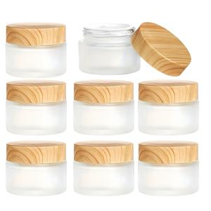 TEMU 8개 세트 프로스트 유리병, 0.5oz / 1oz / 1.7oz, 나뭇결 플라스틱 뚜껑 포함, 재사용 가능한 빈 화장품 용기, 로션, 에센셜 오일, 크림, 립밤, 아이섀도우용 (15g, 30g, 50g)