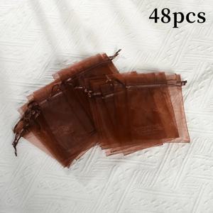 그녀/남자를 위한 선물 24/48개 투명 메시 가방 - 거즈 텍스처 가방, 우아한 웨딩, 크리스마스 파티 작은 선물 가방, 사탕, 보석, 장식에 적합 - 웨딩 및 선물 포장, 선물 가방