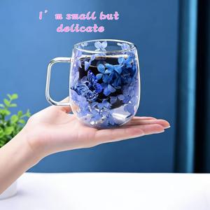 TEMU 250ml 나비 장식 머그컵, 이중벽 유리 커피컵, 아침식사, 식사, 야외 레저, 정원 파티, 축제, 사무실용, 데이 모임, 케이터링, 친구 선물용, 냉온 과일 음료컵
