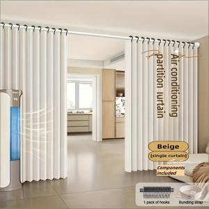 TEMU GRANEAT 웨이브 도어 커튼, 2D 접이식 방 분리문 프라이버시 쉬어, 후크 및 코드 시스템으로 폴 설치 불필요, 거실 임대/공용 공간, 화이트, 사계절 접이식 패널 스크린, 간편한 조립, 모던 파티션