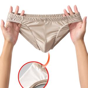 TEMU 남성용 아이스 통기성 쿨감 속옷 로우라이즈 섹시 브리프 단색 속옷