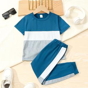 TEMU 여름 패션 스플라이싱 디자인 긴 바지 2pcs 세트, 야외 활동에 완벽