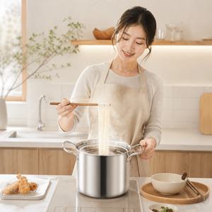 TEMU 파스타냄비 오뎅 냄비 304 스테인리스 튀김 냄비 3.5L 대용량