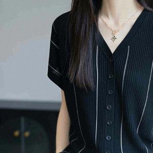 TEMU 여성용 패션 브이넥 라이오셀 텐셀 니트 가디건 신상 대사이즈 루즈핏 나이감소룩 반팔 활용도 높은 슬림핏 상의
