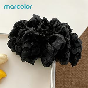 TEMU Marcolor 라지 (13Cm/5.12In) 멀티 레이어 버블 리본 클로 클립 한국식 거즈 꽃 헤어 클립 우아한 헤어 볼륨 여성용 뒷머리 번 상어 클립 헤어 액세서리