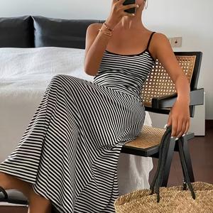 TEMU 라지 드레스, 우아한 원피스, 사계절 내내 입을 수 있는 새 가정복, 편안하고 통기성 좋은 원단, 기장이 긴 원피스, 별 다섯 개 칭찬은 행운을 가져다줌, 흑백 여름옷, 정확한 사이즈 표