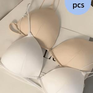 TEMU 2개 세트 앞면 잠금 백리스 무선 브라 투명 얇은 스트랩 프렌치 란제리 삼각 컵 얇은 섹시 딥 V 큰 가슴 작은 가슴 봄 여름 스타일