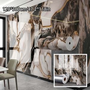 TEMU 119.89*299.72 Cm 초대형 두꺼운 3D 마블 패턴 벽 스티커 - 자가 점착 비닐 벽 패널, 두께 2.5mm 디자인, 간편한 청소 및 설치, 블랙 앤 골드 패턴, 욕실, 거실에 적합