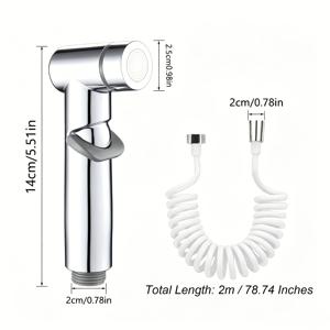 TEMU 실버 터보 차지드 휴대용 비데 스프레이 세트, 2미터 스틸 캡 조인트 retractable 호스, G1/2 스레드 . 스위치 누르면 물 압력 제어, 강력한 물 압력으로 변기 청소, 비데/애완 동물 헹굼에 편리함