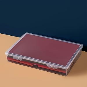 TEMU A4 두꺼운 대형 사이즈 투명 플립탑 플라스틱 수납 상자 1개, 대용량 적층형 탁상용 정리함, 공간 절약형 사무용품 및 학용품 탁상 수납함, 데스크탑 정리함