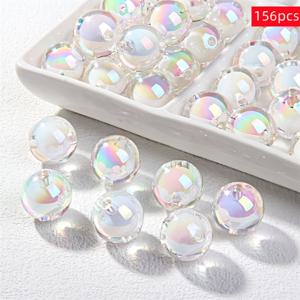 TEMU 156개 8mm 아크릴 컬러풀 비즈 - 풍부한 색상, 팔찌, 목걸이, 반지 및 휴대폰 체인을 위한 정교한 아크릴 비즈. 우아한 선물 제작에 완벽한 선택