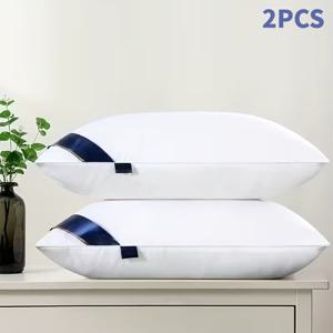 TEMU 고품질 베개, 2~3성급 평가, 넥 서포트 기능으로 깊은 수면을 위한 디자인, 사계절 내내 모양을 유지하는 튼튼한 베개 속, 저자극성 폴리에스터 섬유로 덮여 있으며 세탁기 사용 가능