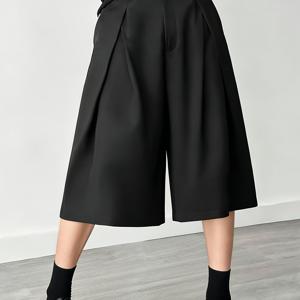 TEMU 남성용 루즈핏 버뮤다 반바지, (벨트 미포함) 뒷포켓 장식, 여름 반바지 캐주얼 와이드 레그