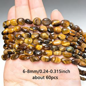TEMU 6-8mm 천연 타이거 아이 비즈 - 불규칙한 노란색 및 갈색 스페이서 스톤, 주얼리 제작, 패션 팔찌, 목걸이 및 귀걸이, 공예 용품, 주얼리 제작 도구 | 천연석 비즈 | 부드러운 질감, 배터리 없음
