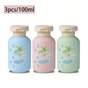 TEMU PE 플라스틱 여행용 리필형 스퀴즈 병, 부드러운 플록 표면 및 손으로 패턴, 누수 방지 플립 캡, 샴푸, 로션, 바디워시 및 일상용품을 위한 휴대용 소형 용기