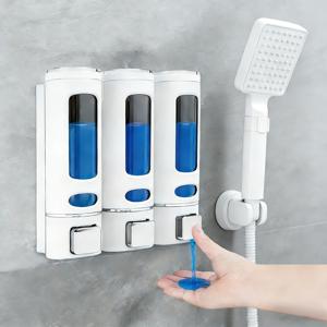 TEMU 라이트 럭셔리 스타일의 3종 세제 디스펜서, 벽걸이형 욕실 수납 병, 샴푸, 컨디셔너, 바디워시 3-in-1 펌프 병