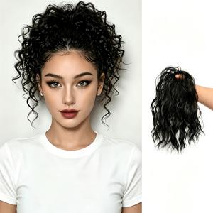 TEMU 위그 1롤, 볼륨 있고 가벼운 질감의 엉킴 엉킴 스타일 위그, 머리 볼륨 증가, 데일리룩에 간편하고 빠르게 착용 가능, 출퇴근, 데이트, 파티, 뮤직 페스티벌, 사진 촬영 등에 적합