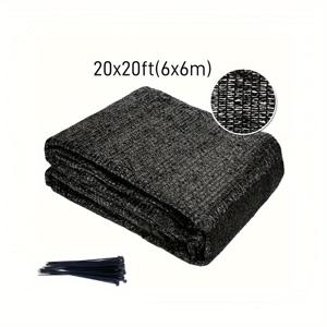 TEMU 60% 블랙 그늘막 네트 1개 (240.16 X 240.16인치), 그늘막, 세일, 커튼으로 사용 가능. 스트랩 20개 포함. 효과적인 햇빛 차단 및 단열 효과, 정원, 꽃, 식물에 적합