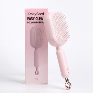 리트랙터블 마사지 빗, 자가 청소 헤어 브러시, 여성용 리트랙터블 헤어 빗, 휴대용 여행용 정전기 방지 풀링 스무딩 클리닝 빗, 모든 헤어 타입에 적합