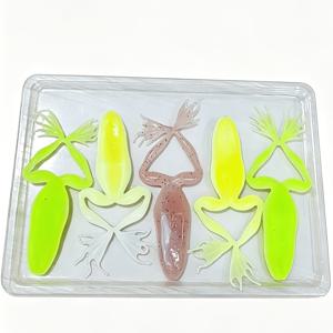 TEMU 낚시용 개구리 소프트 베이트 5개 세트, 생체 적합 TPE 소재로 제작, 민물 및 바닷물용, 다양한 색상, 각 8cm, 5.3g, 부유 액션, 사실적인 외관, 텍사스 및 캐롤라이나 릴과 완벽 호환, 낚시 경험 향상