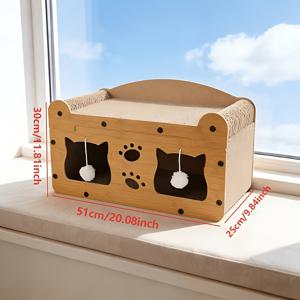 TEMU 2-In-1 고양이 스크래칭 포스트 & 고양이 침대, 다층 스크래칭 기둥 (걸이 포함), 새끼 고양이부터 성인 고양이까지 사용 가능한 인터랙티브 놀이 집, 고밀도 골판지 재질