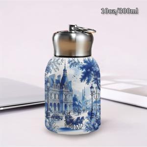 TEMU 청화 도자기 디자인 10oz 스테인리스 스틸 텀블러 1개, 보온 커피 컵, 재사용 가능, 결혼식, 파티, 사무실용, 야외 활동 선물