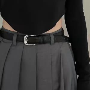 TEMU 벨트 여성용 이지 뉴트럴 레트로 바지 벨트 니치 출퇴근 다용도 캐주얼 블랙 벨트 여성, 데일리 출퇴근 청바지 착용에 적합