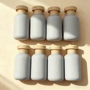 TEMU 8개 플록 로션 병 세트 100ml/3.4oz | 핸드, 바디 워시 & 스킨케어용 리필형 미끄럼 방지 플라스틱 화장품 용기, 선물 세트