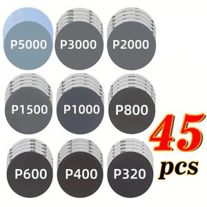 TEMU 45/90매 샌드페이퍼 125mm - 45매 습식 샌딩 페이퍼 세트, 입자 크기 320/400/600/800/1000/2000/3000/5000, M14 샌딩 패드 (앵글 그라인더 및 드릴 그라인더용), 자동차, 금속용