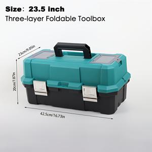 TEMU 23.5/27.5인치 도구 보관함: 휴대용 손잡이가 있는 삼중 접이식 플라스틱 도구함, 다기능 보관 용기, 가정, 사무실, 차량 트렁크, 낚시 시나리오에 적합