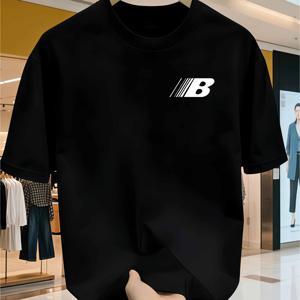 TEMU 남성용 스타일리시 티셔츠. 라운드넥 니트 탑에 'B' 프린트가 특징입니다. 측면의 다이나믹한 라인은 인지도와 생기를 더하며, 편안한 스포티 스타일을 즐기는 사람들에게 완벽하게 매력적입니다. 착용하면 에너지 넘치는 태도를 보여줍니다.