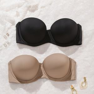 TEMU Hersunei 심리스 오프숄더 브라, 푸쉬업 언더와이어 브레이저, 사이드 서포트, 2pcs 세트