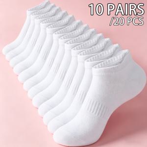 TEMU 여성 스포츠 짧은 양말 10켤레, 통기성 메쉬 양말, 미끄럼 방지 골지 뒤꿈치 양말, 쉬운 활용성 솔리드 컬러 패션 여성 양말, 블랙 앤 화이트 솔리드 컬러 양말, 데일리 러닝 및 피트니스 짧은 양말로 적합