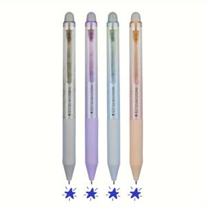 TEMU 4개 리트랙터블 지우개 젤 펜 - 0.5mm 검정 & 파랑 잉크 - 부드러운 미끄럼 방지 그립 - 별 디자인의 투명 플라스틱 바디 - 사무실, 학교, 문구용품에 완벽, 쓰기용 펜