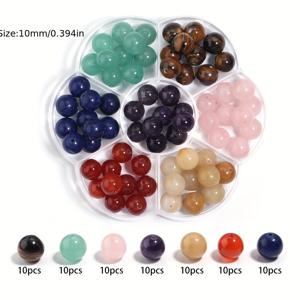 TEMU 350/280/140/70 천연석 비즈, 7가지 차크라 (녹색 동링, 녹색 골든 핑크 , 빨간색 아게이트, 노란색 호랑이 눈, 보라색 아멜라이트, 옛 토파즈) 팔찌 목걸이 휴대폰 체인 펜던트 태슬 비즈 장식용