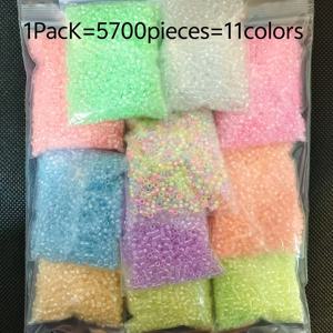 TEMU 5700개 2.5mm 11가지 색상 야광 투명 유리 쌀알 비즈, 주얼리 제작 패션 목걸이 반지 수제 공예 용품, 어둠 속에서 빛나는