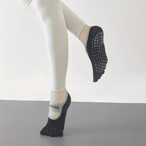 TEMU 1켤레 남녀공용 사계절 편안한 가볍고 통기성 좋은 5발 양말 전문 스포츠 스타일 도트 접착 미끄럼 방지 스트래피 컬러 시리즈 타이트핏 조임 방지 짧은 요가 양말