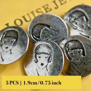 TEMU 5/10개 19mm 희귀 고대 금속 생크 단추, 빈티지 은색 여성 초상화, 의류 헤어 밴드 가방 모자 및 기타 가정용 섬유 장식용