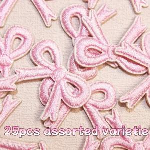 TEMU 25개 핑크 & 멀티컬러 다용도 철재/재봉용 자수 패치 - 의류, 백팩, 재킷, DIY 공예용 - 프린트된 패브릭 어플리케, 리본 장식, 수작업 패치, 지갑 만들기