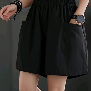 TEMU 루즈 레그 캐주얼 반바지, 하이 웨이스트 허벅지 덮음, 다용도, 패셔너블한 루즈핏