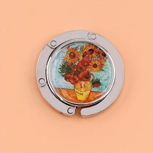 TEMU 반 고흐 메탈 핸드백 걸이 1개, 접이식 탁상용 가방 홀더, 예술 유화 꾀꼬리 핸드백 수납, 가정 장식용