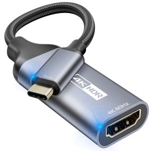 TEMU USB C to HDTV 어댑터 [4K@60Hz] 고속 USB Type-C 3.1 to HDTV 2.0 여성 변환기 [Therbolt 3/4/5 호환] iPhone 17/16/15 시리즈, MacBook Pro/Air, iPad, Galaxy S8-S25, 기타 USBC 노트북용