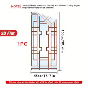 TEMU 2D 평면, 갈색 프레임이 있는 2D 기하학 패턴 창문 필름 1롤, 45×100cm, 반투명 PVC 소재, 정전기 흡착식 장식용 창문 필름, 끈적이지 않는 유리창 스티커, 가정, 사무실, 거실, 욕실, 주방, 문, 창문용